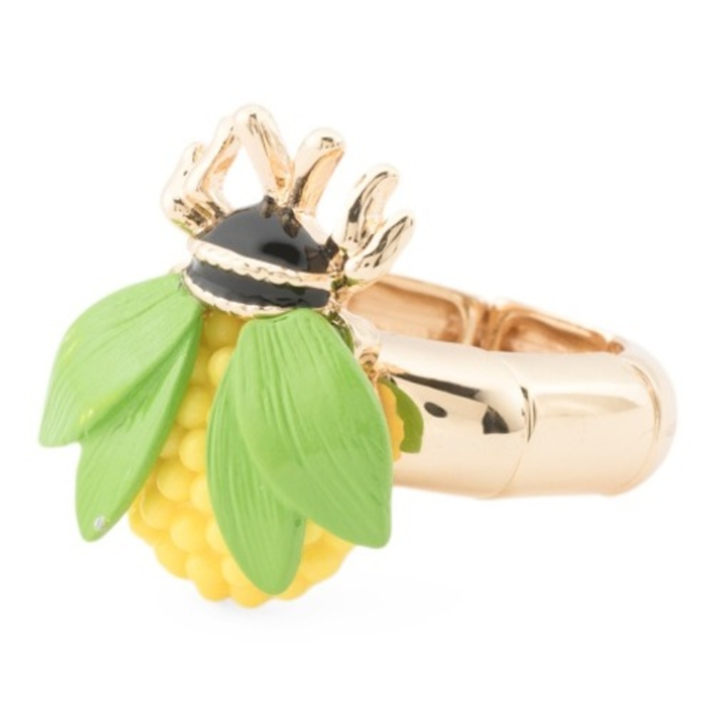 Betsey‎ Johnson Gold Plated Bee Stretch Cocktail Statement Ring - NEW